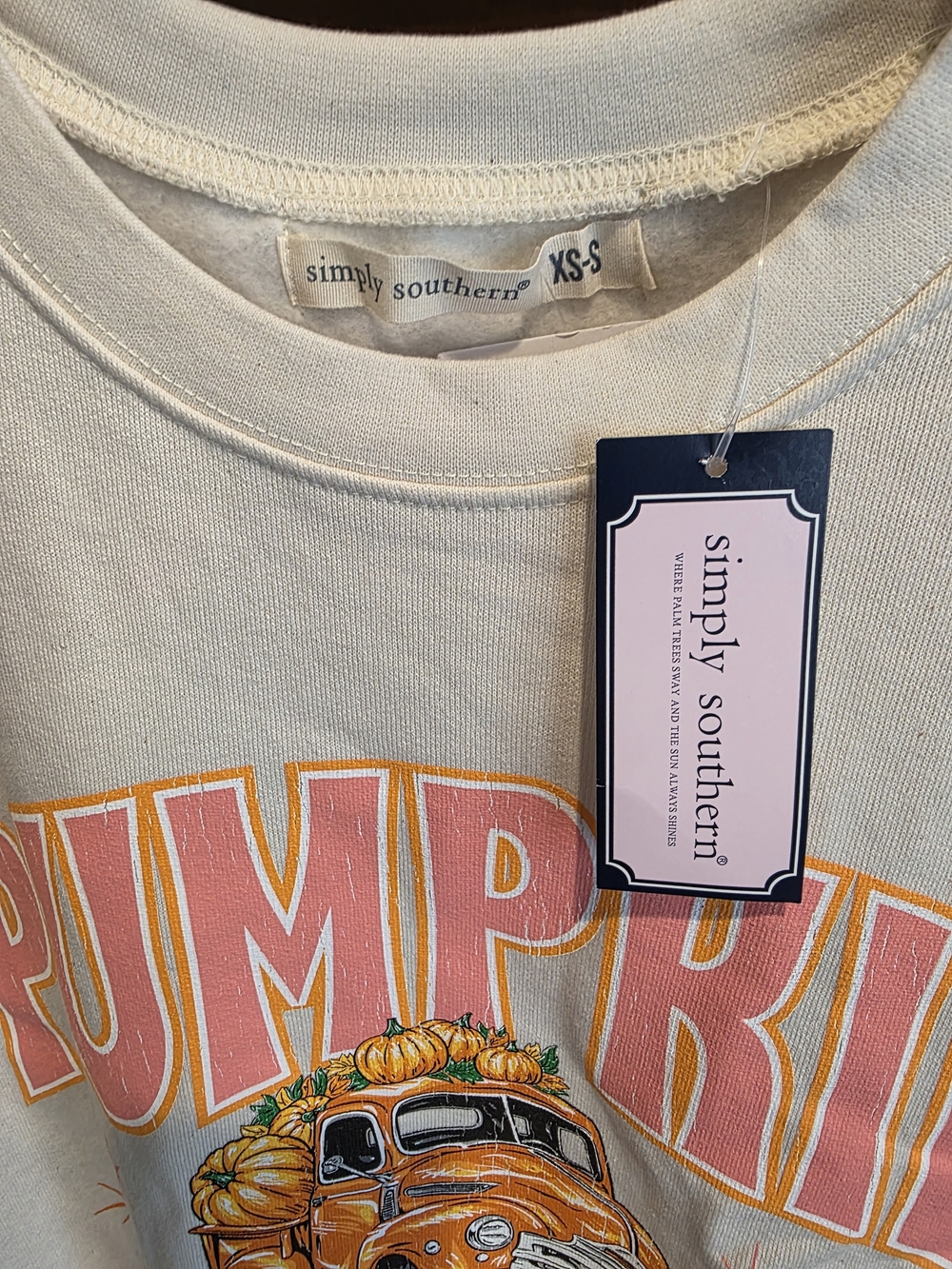 Simply Southern White "Pumpkin Season" Graphic Sweatshirt with Orange Accents - Picture 3 of 5
